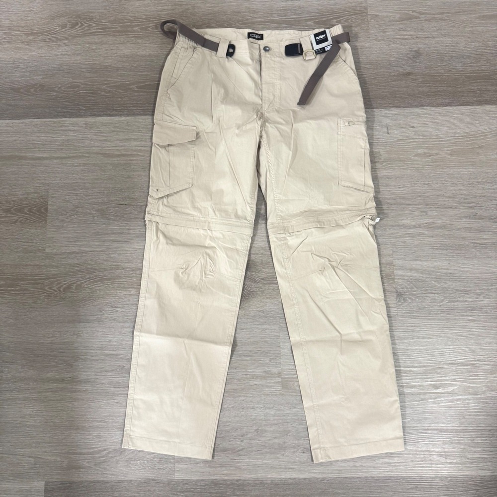NWT CQR Convertible Cargo Pants Mens 36x32 Khaki Tactical UPF 50+ Hiking TXP404